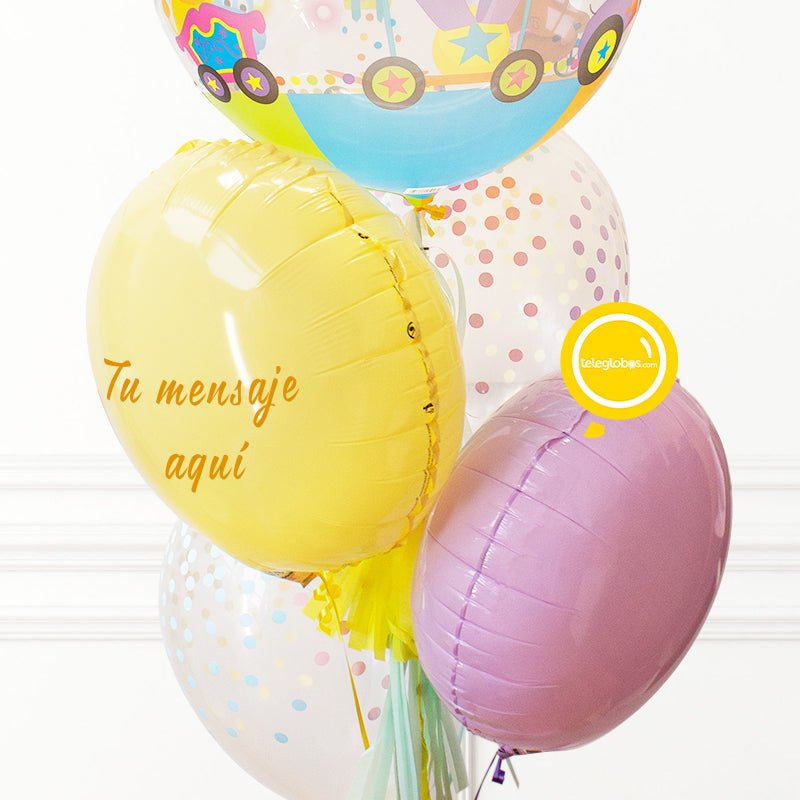 Bunch de globos con helio Burbuja -Circo- y personalizado | Globos y Regalos Teleglobos.com.mx.