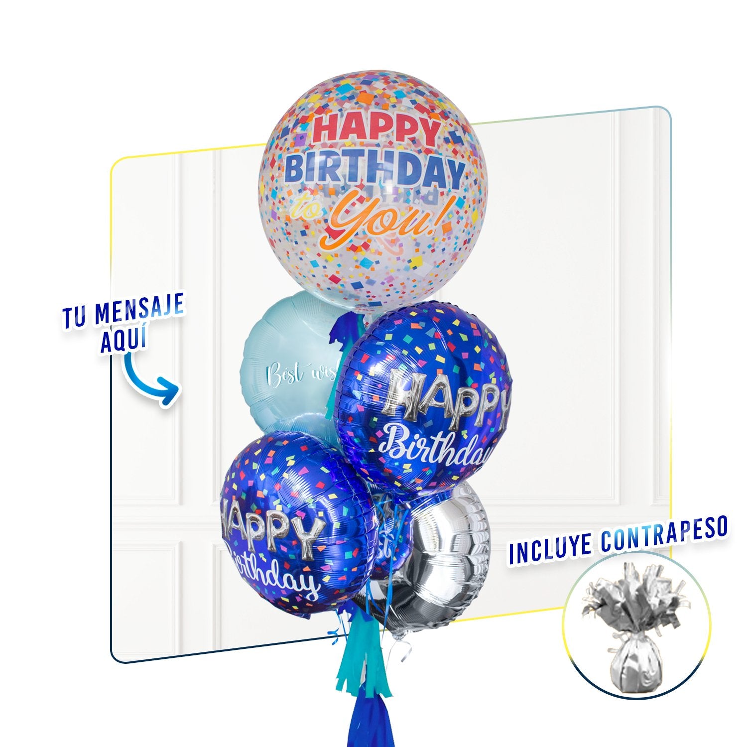 Bunch de Globos con Helio - Confetti Birthday -