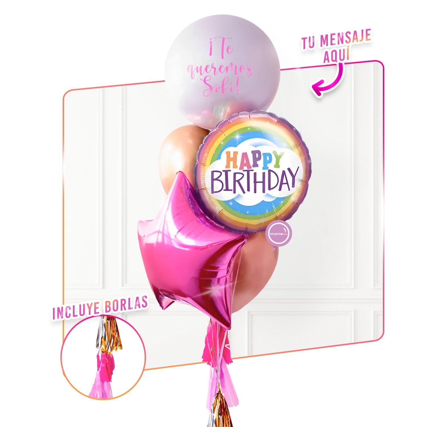Bunch de globos con helio - Estrellas - personalizado - Dama