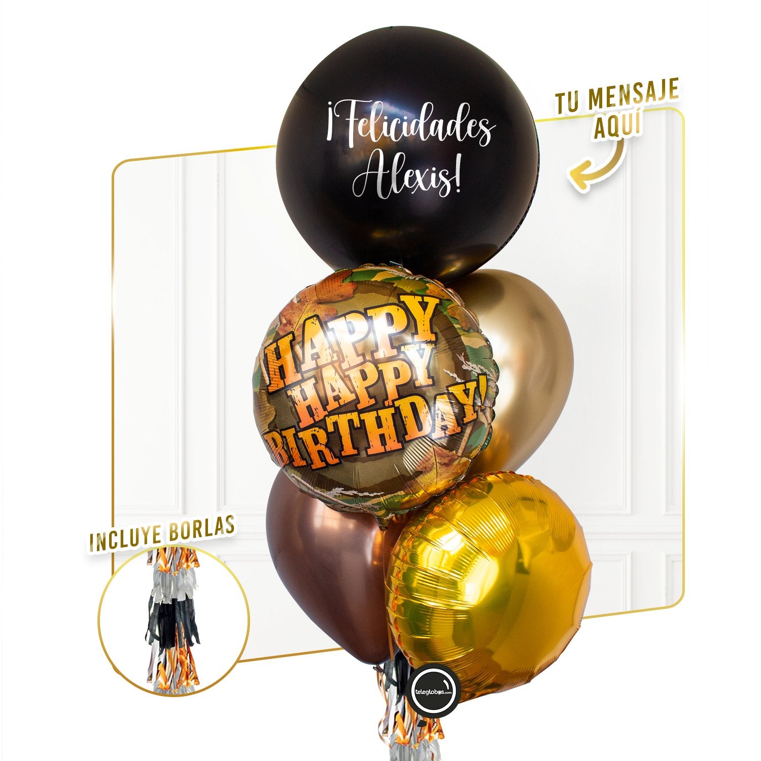 Bunch de Globos con Helio personalizado - War Birthday -