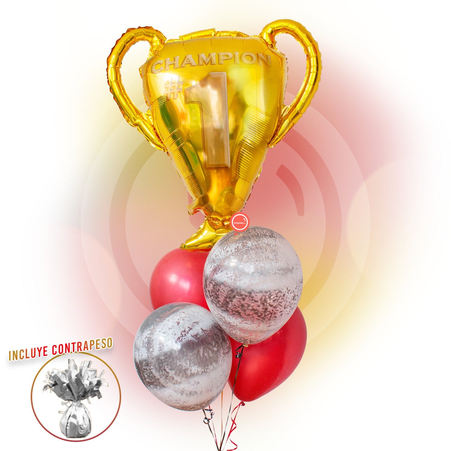 Bunch de Globos Inflados con Helio -Congrats Champ-