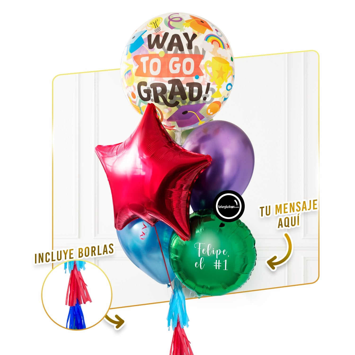 Bunch de Globos para Graduación -Way to go Grad II- | Globos y Regalos Teleglobos.com.mx.