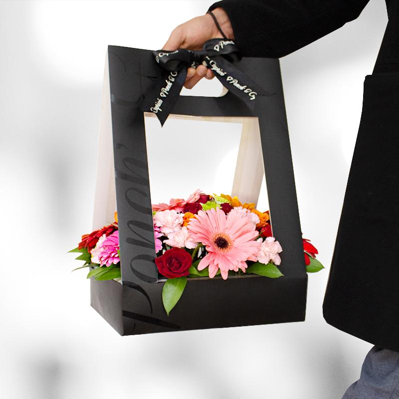 Canasta de Gerberas y Mini Rosas -PCAN016- | Globos y Regalos Teleglobos.com.mx.