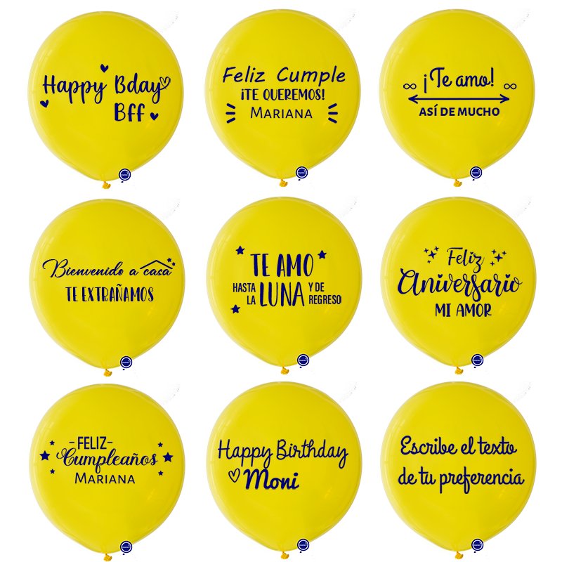 Globo Amarillo 24" personalizado + 4 Fotos | Globos y Regalos Teleglobos.com.mx.