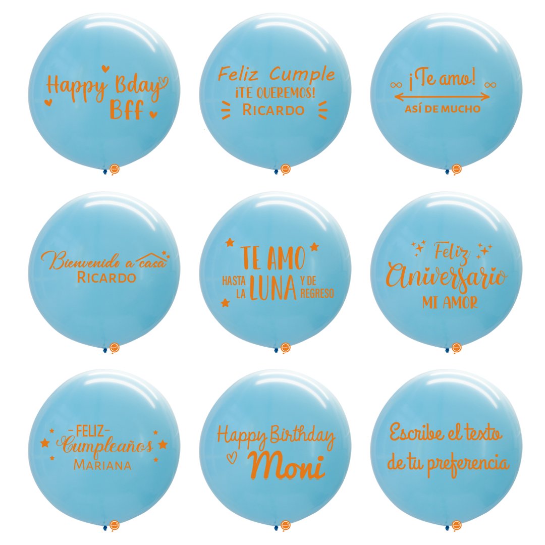 Globo Azul 24" personalizado + 4 Fotos | Globos y Regalos Teleglobos.com.mx.