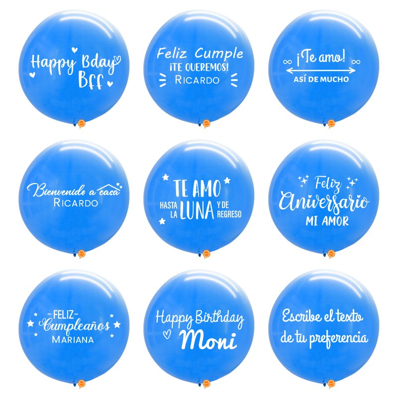 Globo Azul Rey 24" personalizado + 4 Fotos | Globos y Regalos Teleglobos.com.mx.