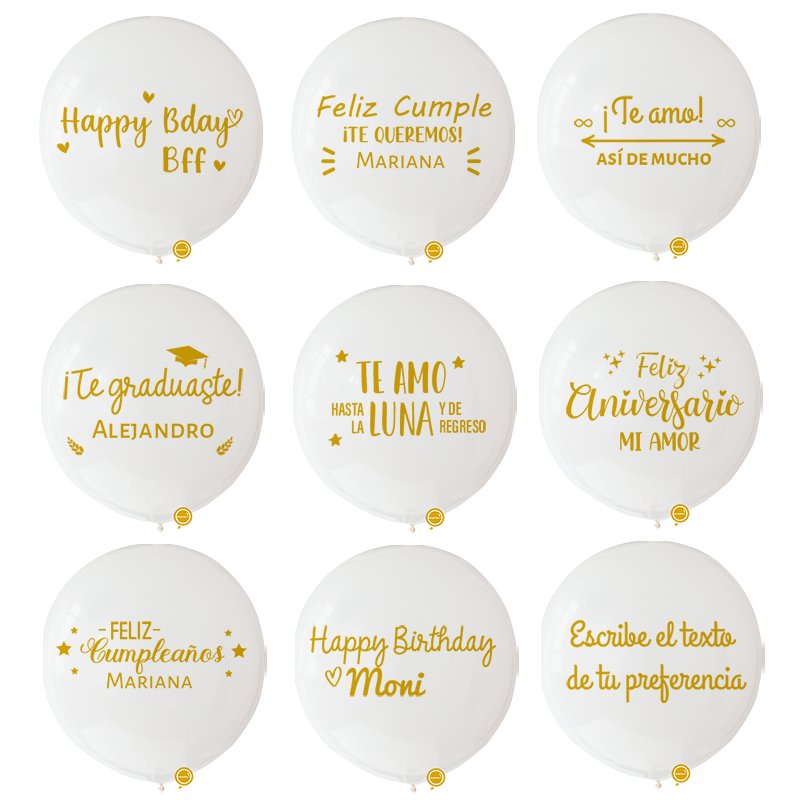 Globo Blanco 24" personalizado + 4 Fotos | Globos y Regalos Teleglobos.com.mx.