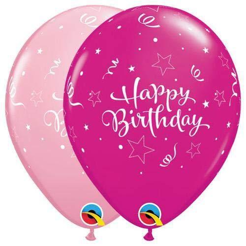 Globo INFLADO Látex 11" Impreso Qualatex Estrella Brillante Rosa y Fucsia | Globos y Regalos Teleglobos.com.mx.