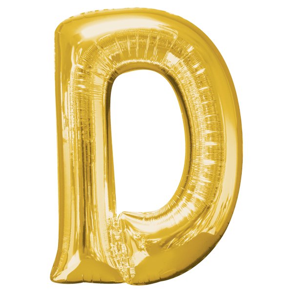 Globo INFLADO Metálico 34" Letra D Dorado | Globos y Regalos Teleglobos.com.mx.
