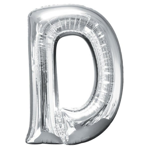 Globo INFLADO Metálico 34" Letra D Plata | Globos y Regalos Teleglobos.com.mx.