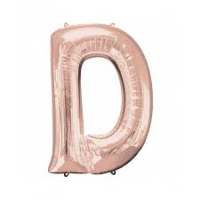 Globo INFLADO Metálico 34" Letra D Rose Gold | Globos y Regalos Teleglobos.com.mx.