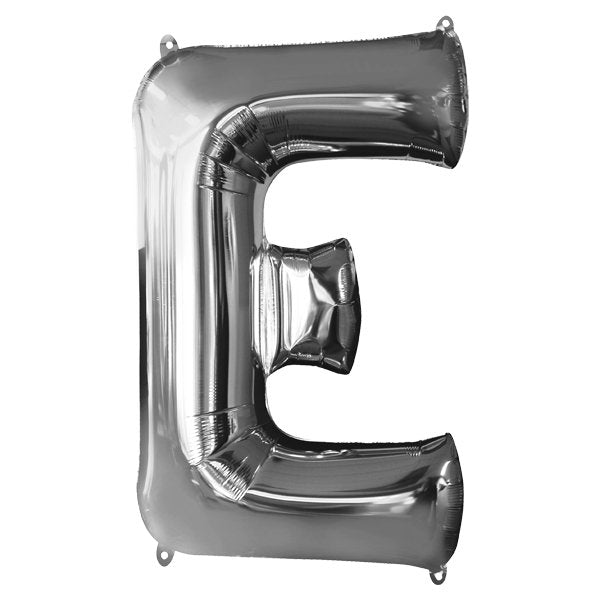 Globo INFLADO Metálico 34" Letra E Plata | Globos y Regalos Teleglobos.com.mx.