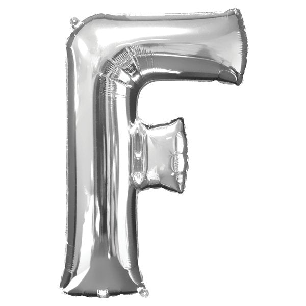 Globo INFLADO Metálico 34" Letra F Plata | Globos y Regalos Teleglobos.com.mx.