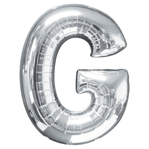 Globo INFLADO Metálico 34" Letra G Plata | Globos y Regalos Teleglobos.com.mx.