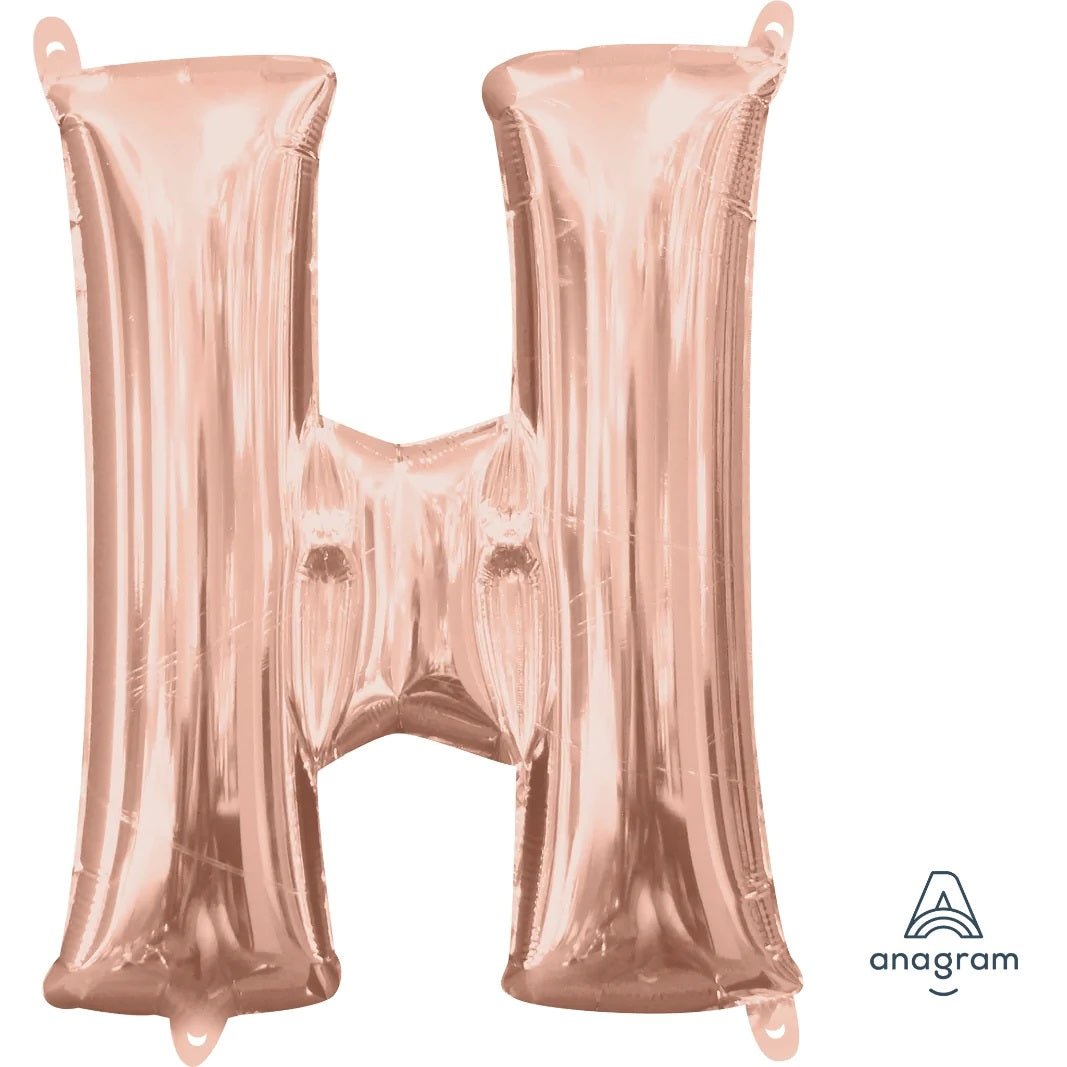 Globo INFLADO Metálico 34" Letra H Rose Gold | Globos y Regalos Teleglobos.com.mx.