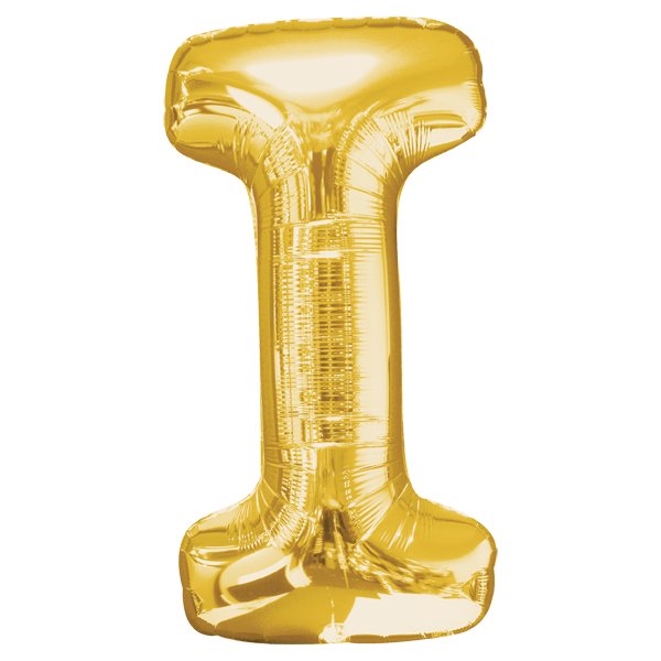 Globo INFLADO Metálico 34" Letra I Dorado | Globos y Regalos Teleglobos.com.mx.
