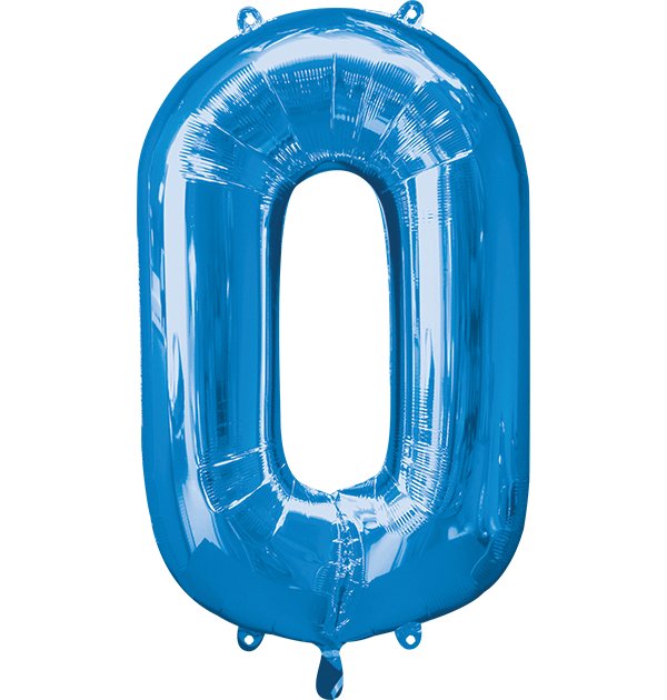 Globo INFLADO Metálico 34" Número 0 Azul | Globos y Regalos Teleglobos.com.mx.