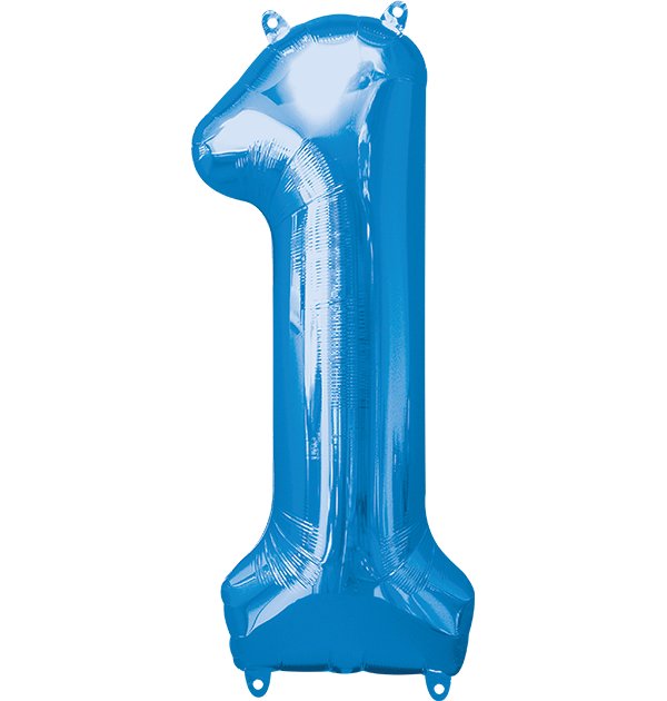 Globo INFLADO Metálico 34" Número 1 Azul | Globos y Regalos Teleglobos.com.mx.