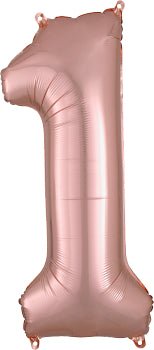 Globo INFLADO Metálico 34" Número 1 Rose Gold | Globos y Regalos Teleglobos.com.mx.