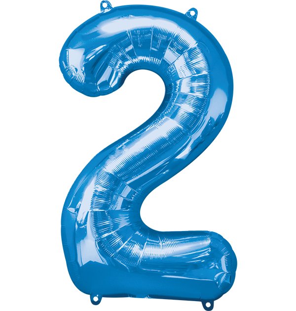 Globo INFLADO Metálico 34" Número 2 Azul | Globos y Regalos Teleglobos.com.mx.