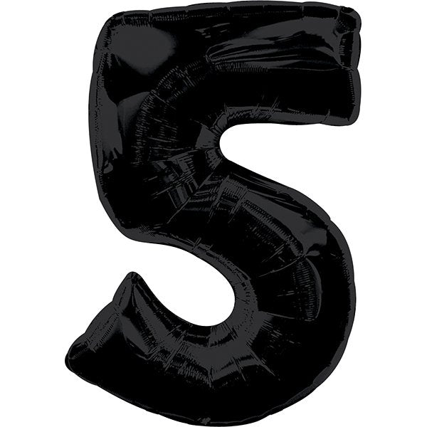 Globo INFLADO Metálico 34" Número 5 Negro | Globos y Regalos Teleglobos.com.mx.