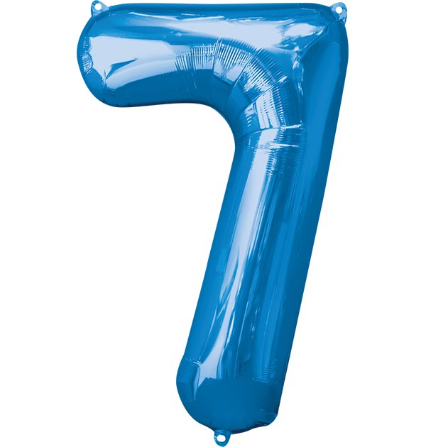 Globo INFLADO Metálico 34" Número 7 Azul | Globos y Regalos Teleglobos.com.mx.