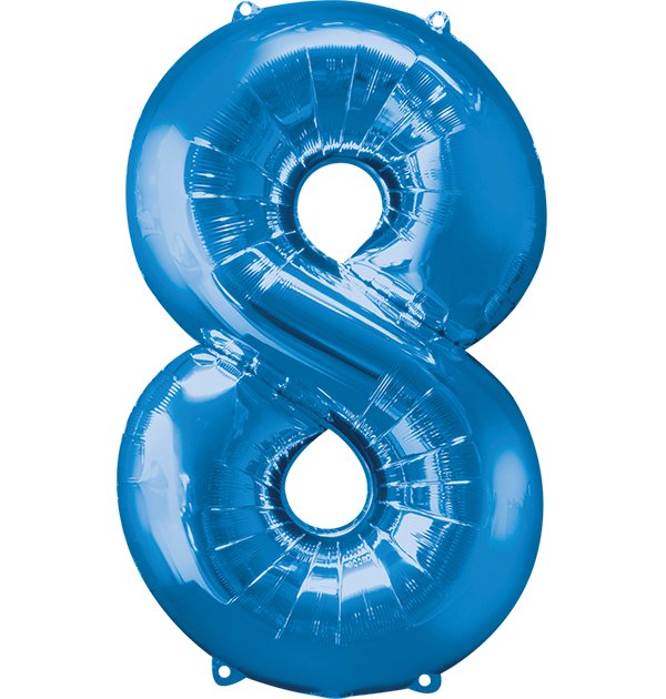 Globo INFLADO Metálico 34" Número 8 Azul | Globos y Regalos Teleglobos.com.mx.