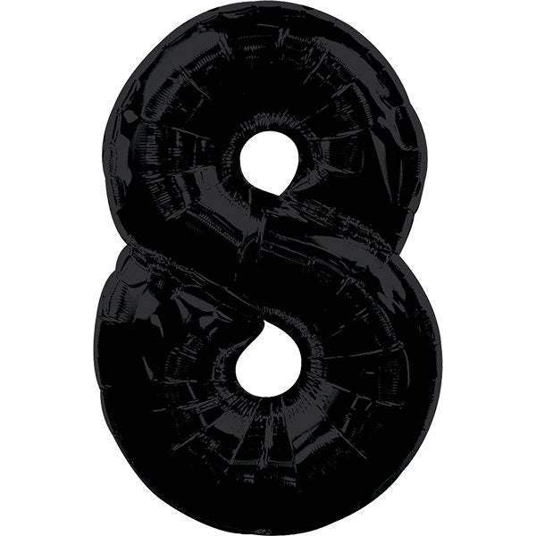 Globo INFLADO Metálico 34" Número 8 Negro | Globos y Regalos Teleglobos.com.mx.
