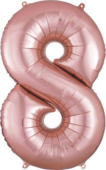 Globo INFLADO Metálico 34" Número 8 Rose Gold | Globos y Regalos Teleglobos.com.mx.