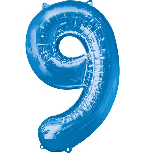 Globo INFLADO Metálico 34" Número 9 Azul | Globos y Regalos Teleglobos.com.mx.