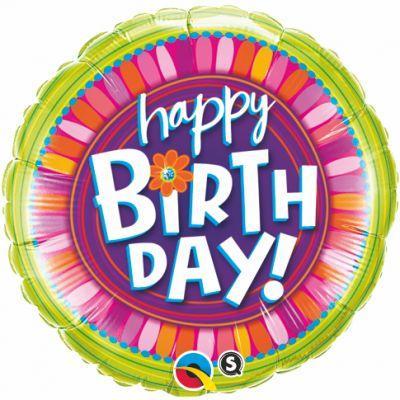 Globo Metálico 18" Happy Birthday!-Floreado | Globos y Regalos Teleglobos.com.mx.