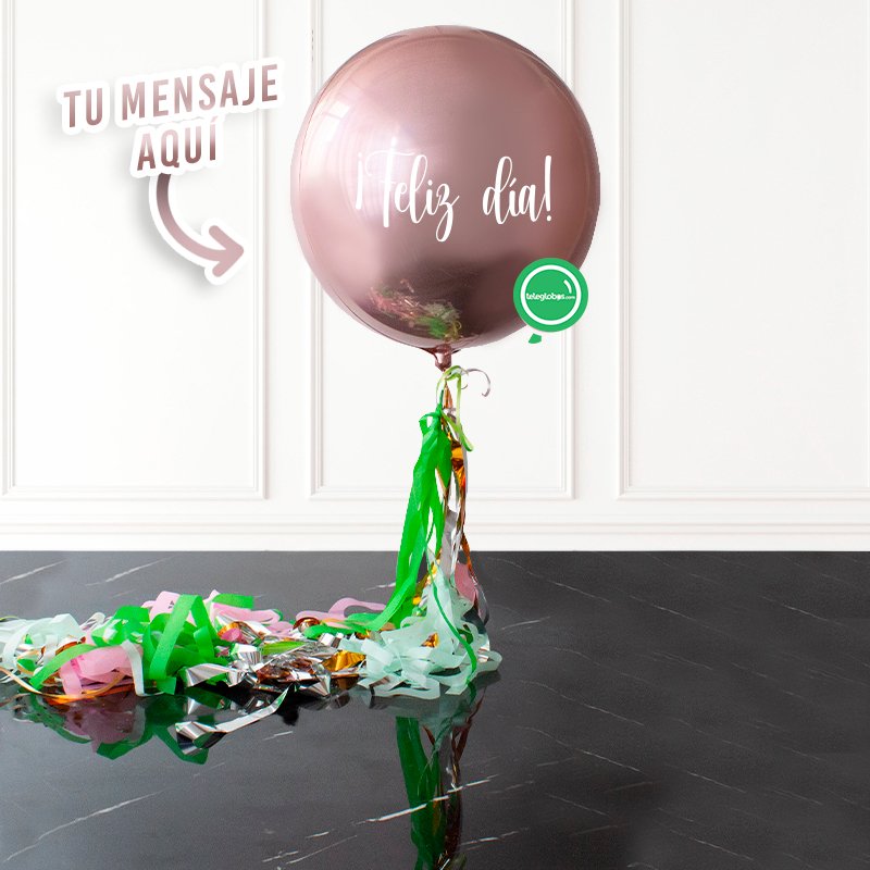Globo Orbz Metálico Gigante Personalizado con Helio y Borlas