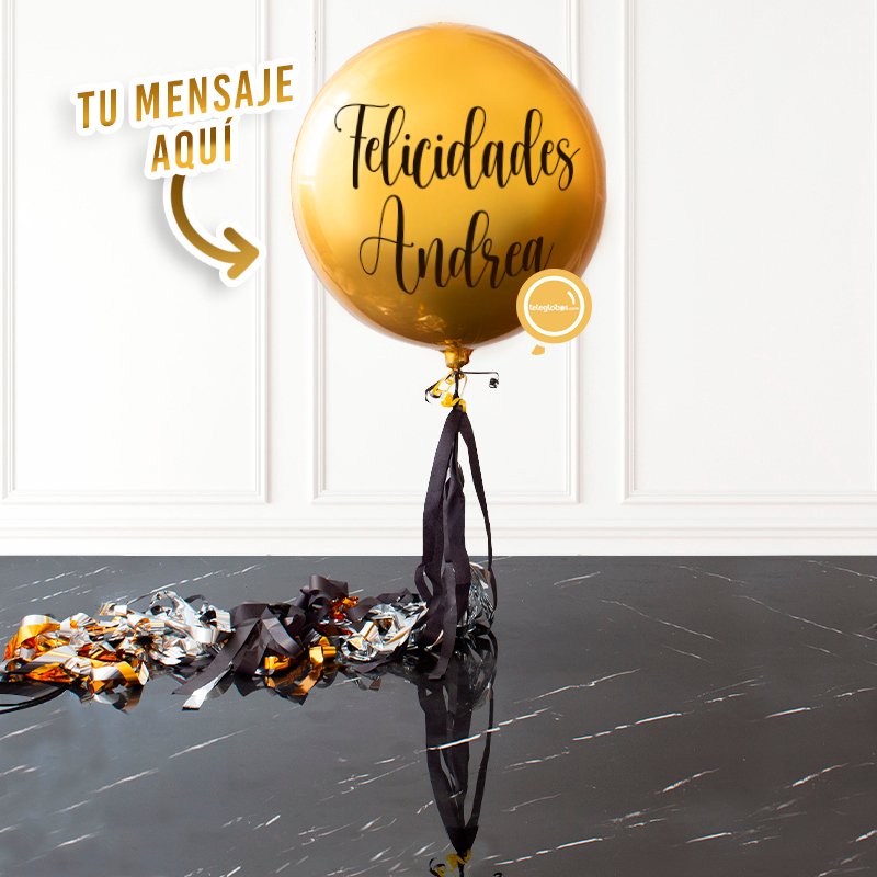 Globo Orbz Metálico Gigante Personalizado con Helio y Borlas
