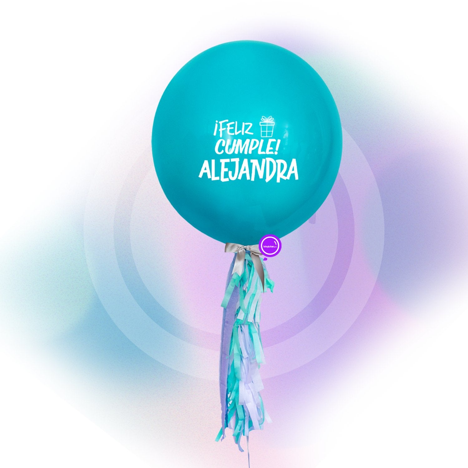 Globo Personalizado de 24" Azul Caribe Inflado con Helio
