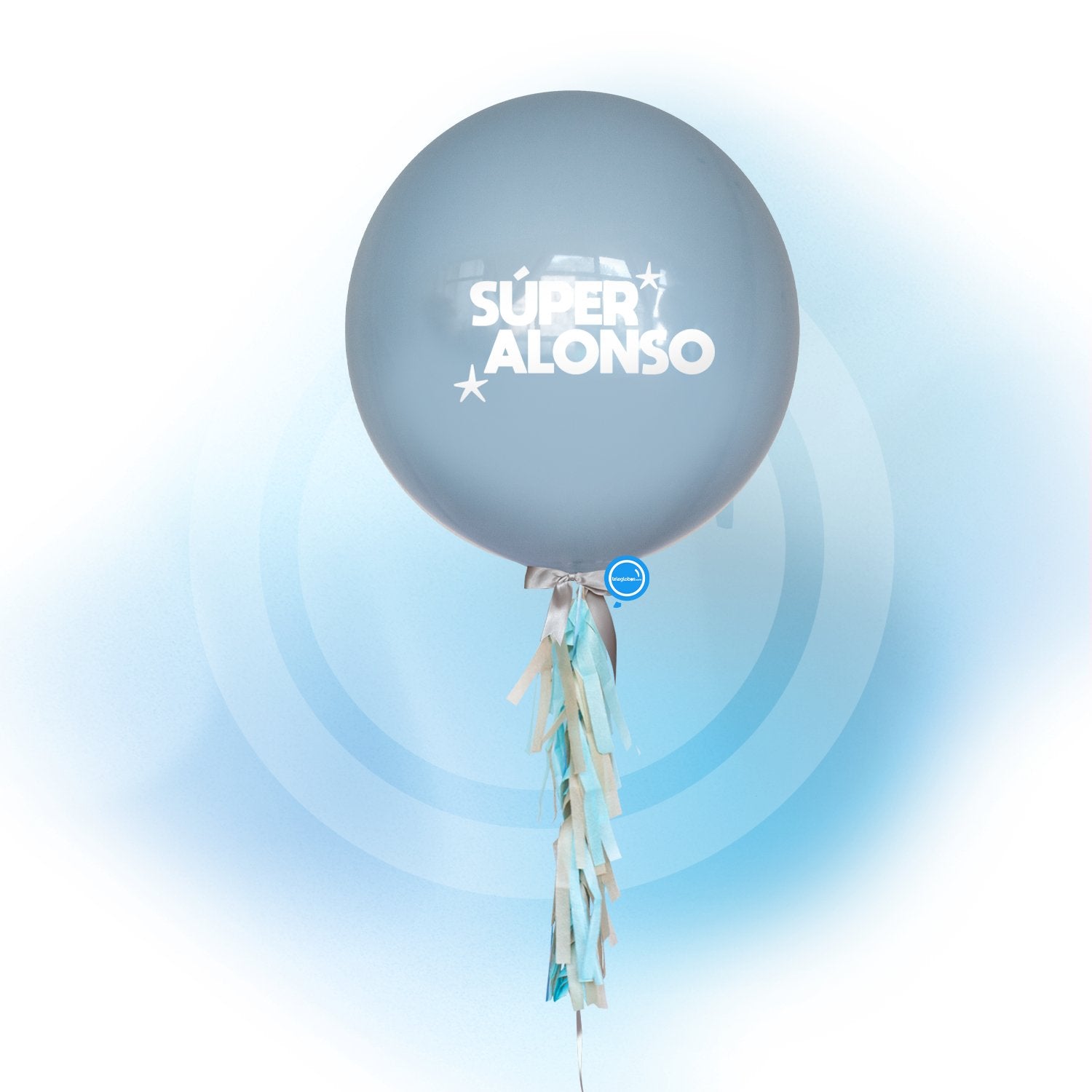 Globo Personalizado de 24" Azul Pastel Inflado con Helio