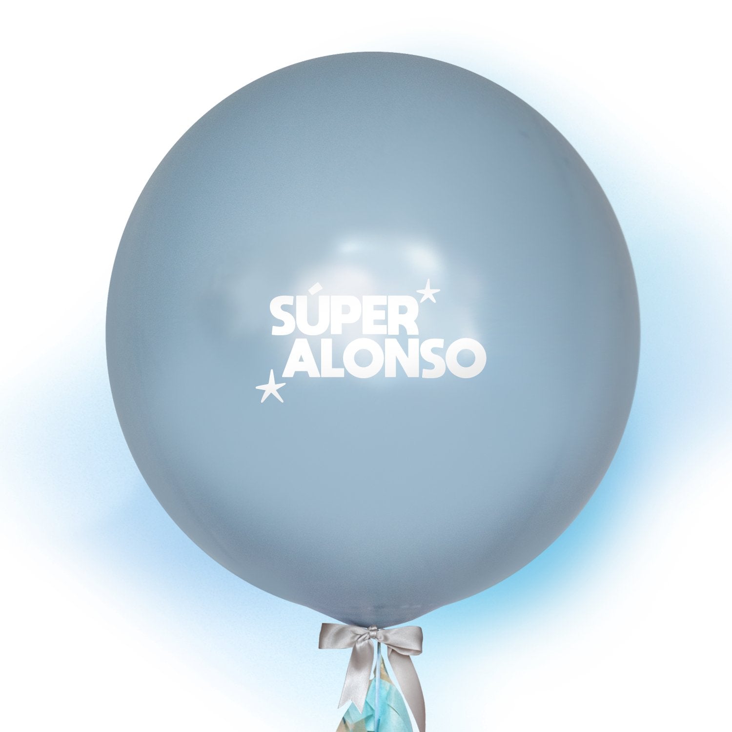 Globo Personalizado de 24" Azul Pastel Inflado con Helio