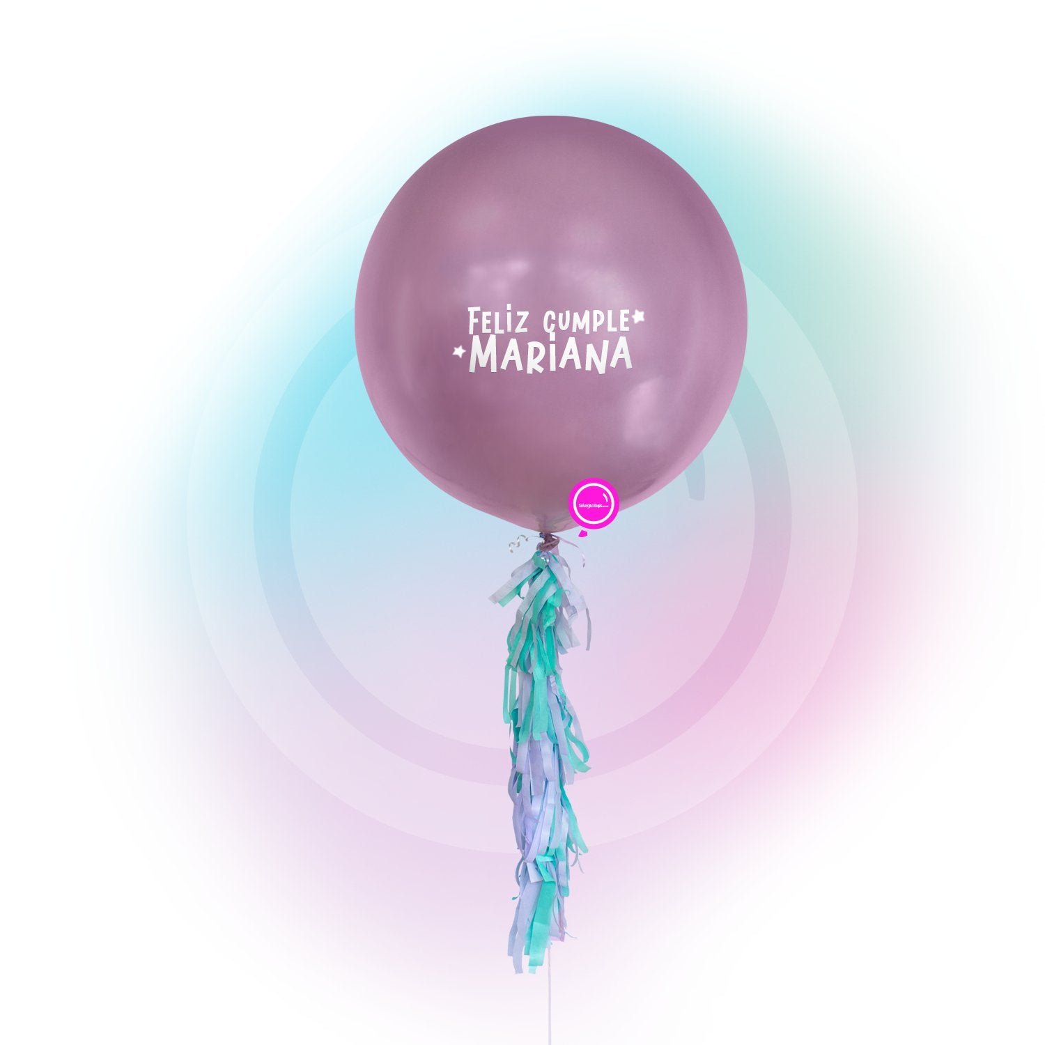 Globo Personalizado de 24" Pastel Lavanda Inflado con Helio