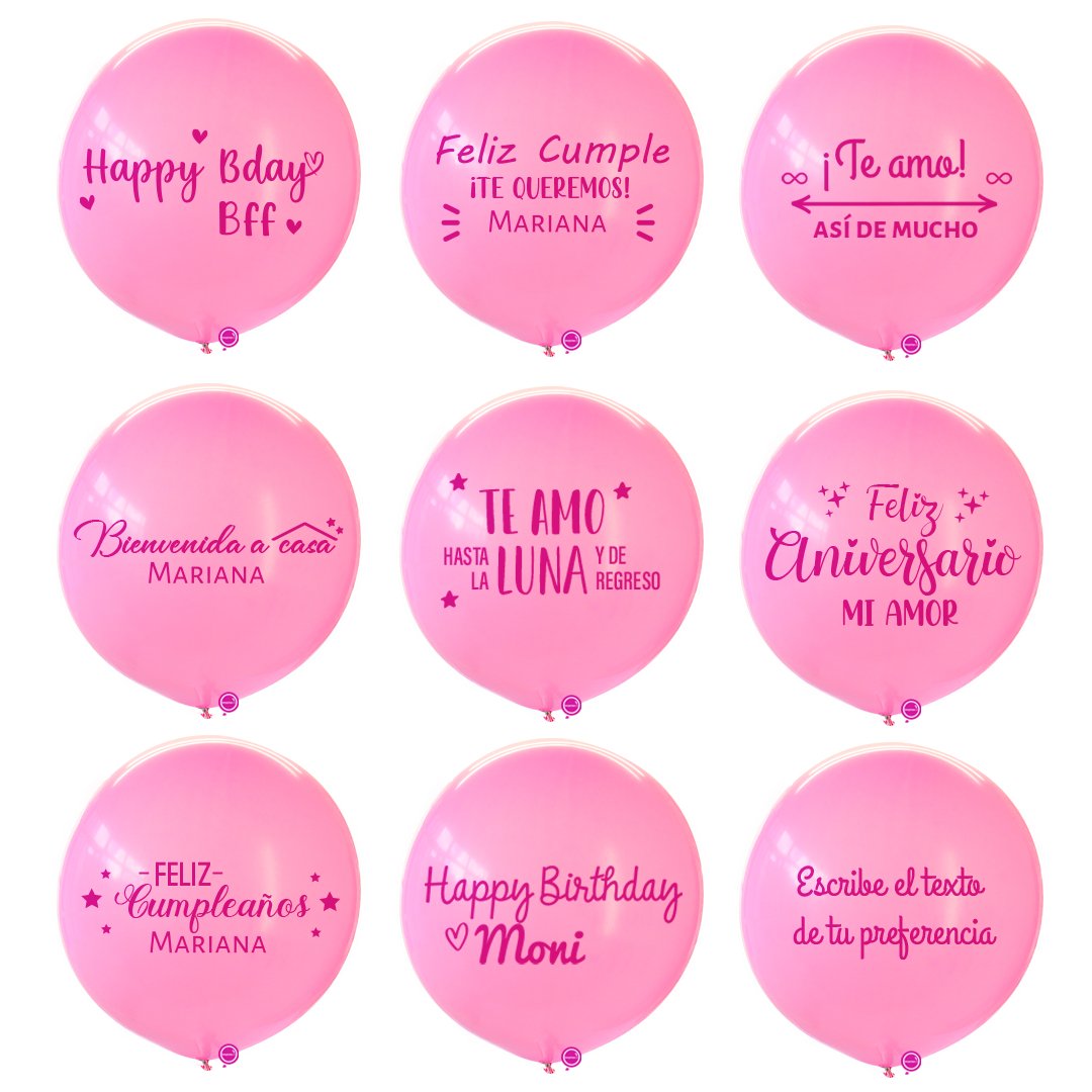 Globo Rosa 24" personalizado + 4 Fotos | Globos y Regalos Teleglobos.com.mx.