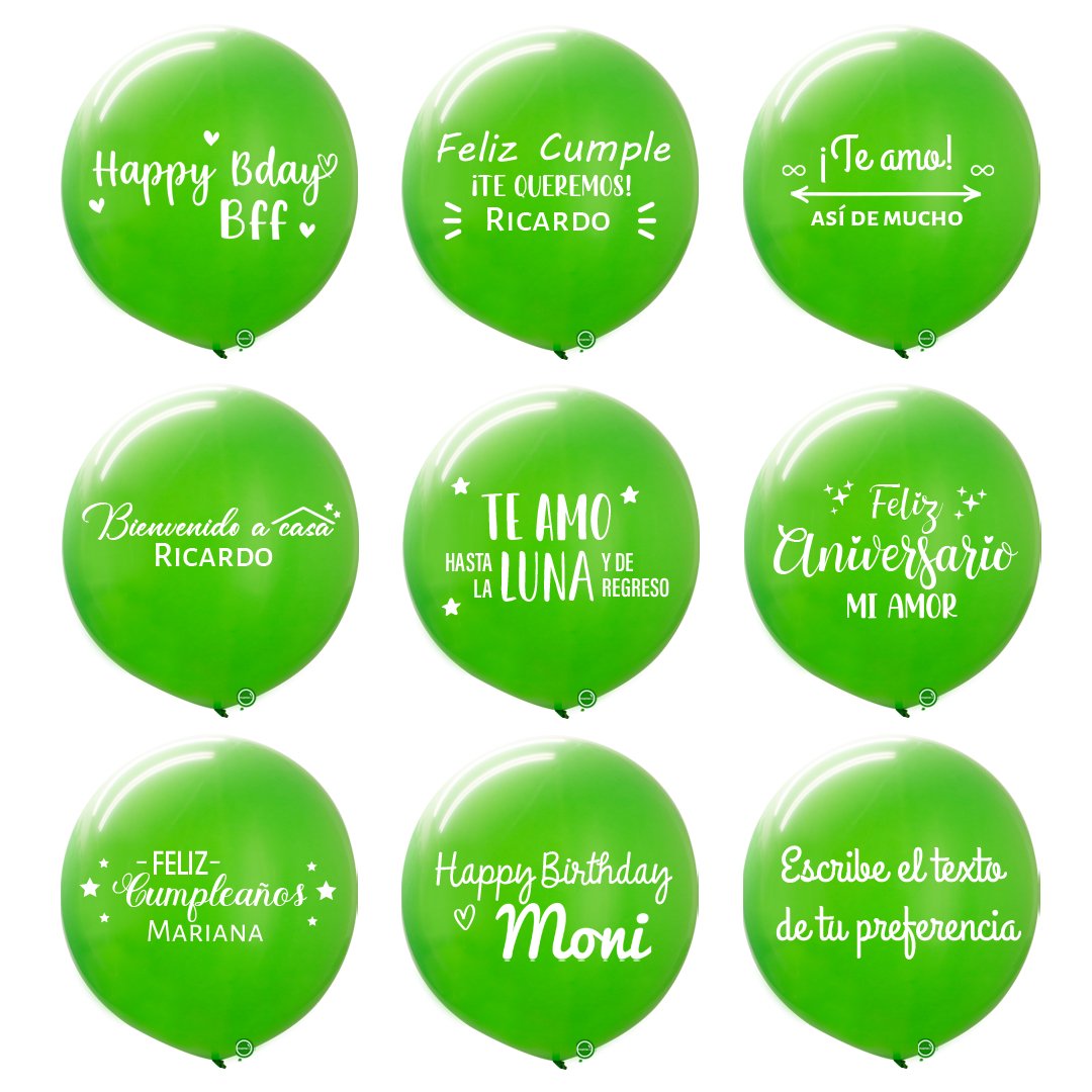 Globo Verde Lima 24" personalizado + 4 Fotos | Globos y Regalos Teleglobos.com.mx.