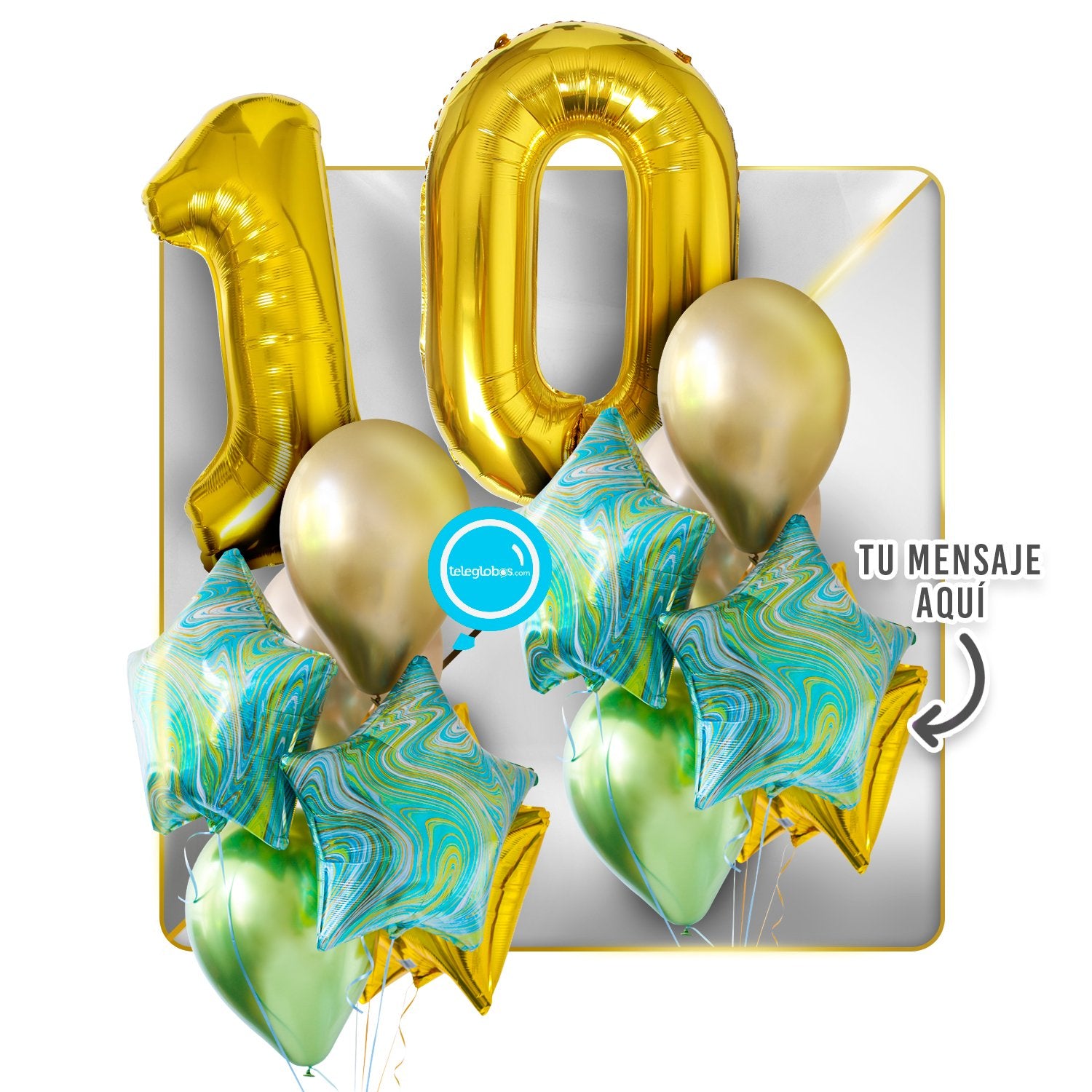 Kit Celebra -Estrellas Mix- con Globos de Helio | Globos y Regalos Teleglobos.com.mx.