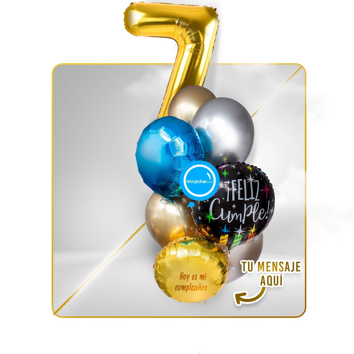 Kit Celebra -Feliz Cumple- con Globos de Helio (Una Torre)