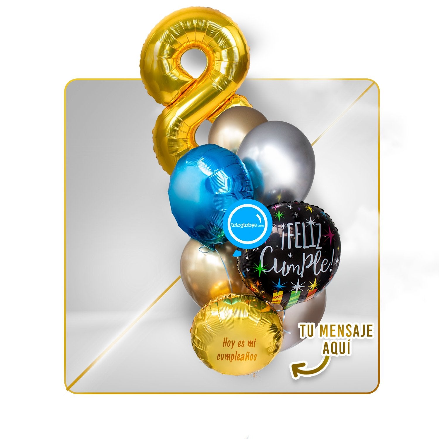 Kit Celebra -Feliz Cumple- con Globos de Helio (Una Torre)