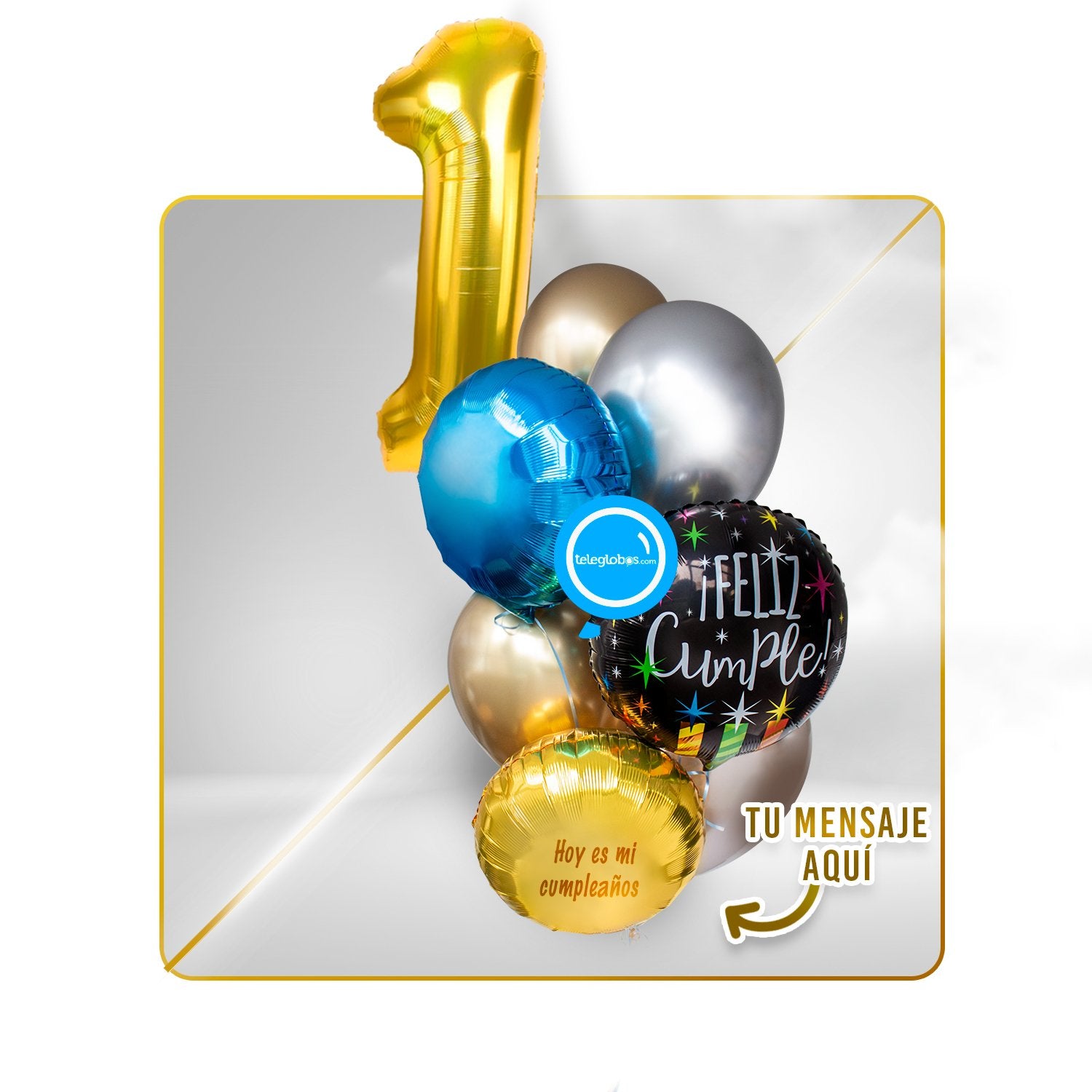 Kit Celebra -Feliz Cumple- con Globos de Helio (Una Torre)