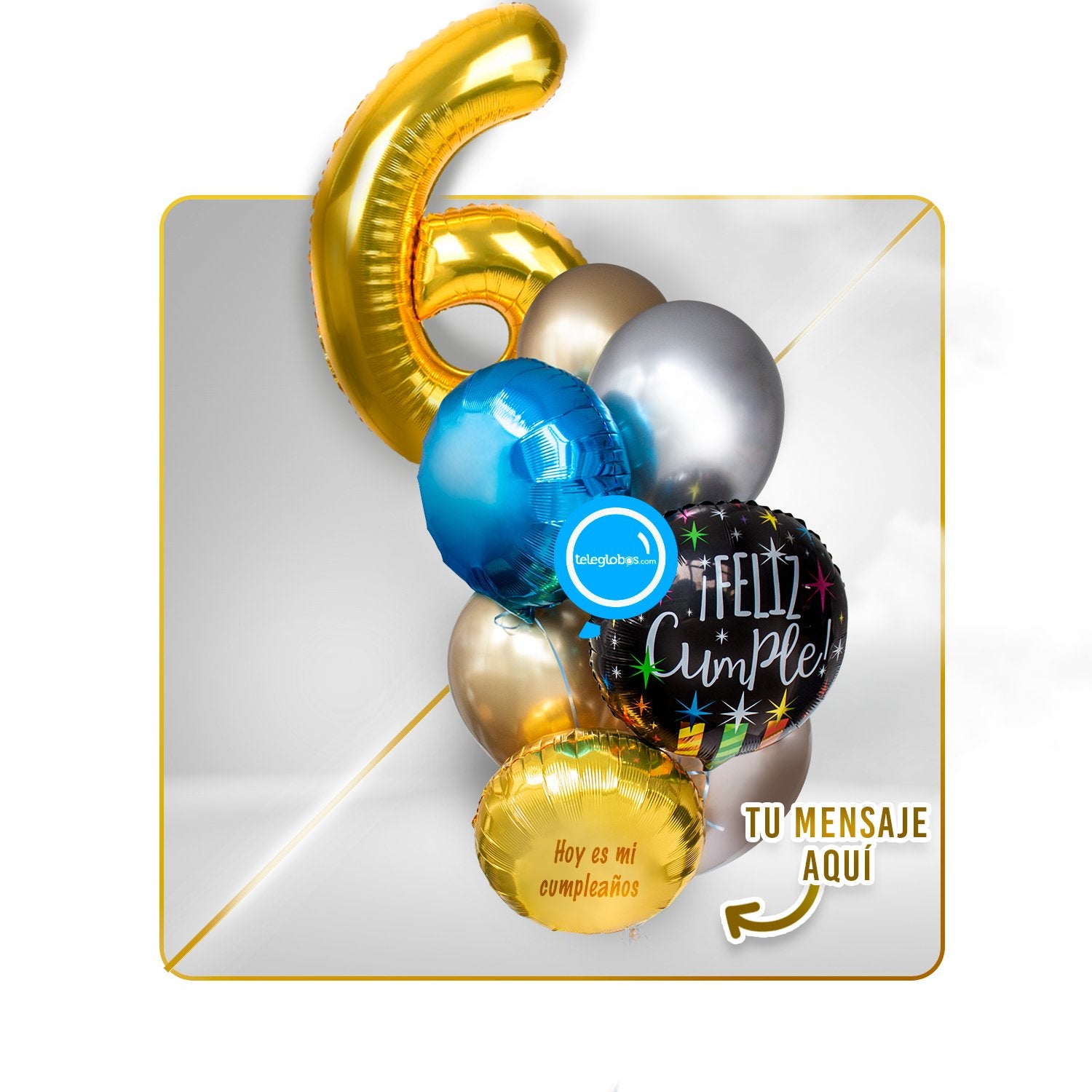 Kit Celebra -Feliz Cumple- con Globos de Helio (Una Torre)