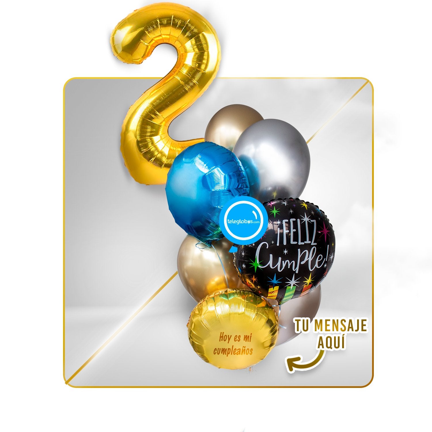 Kit Celebra -Feliz Cumple- con Globos de Helio (Una Torre)