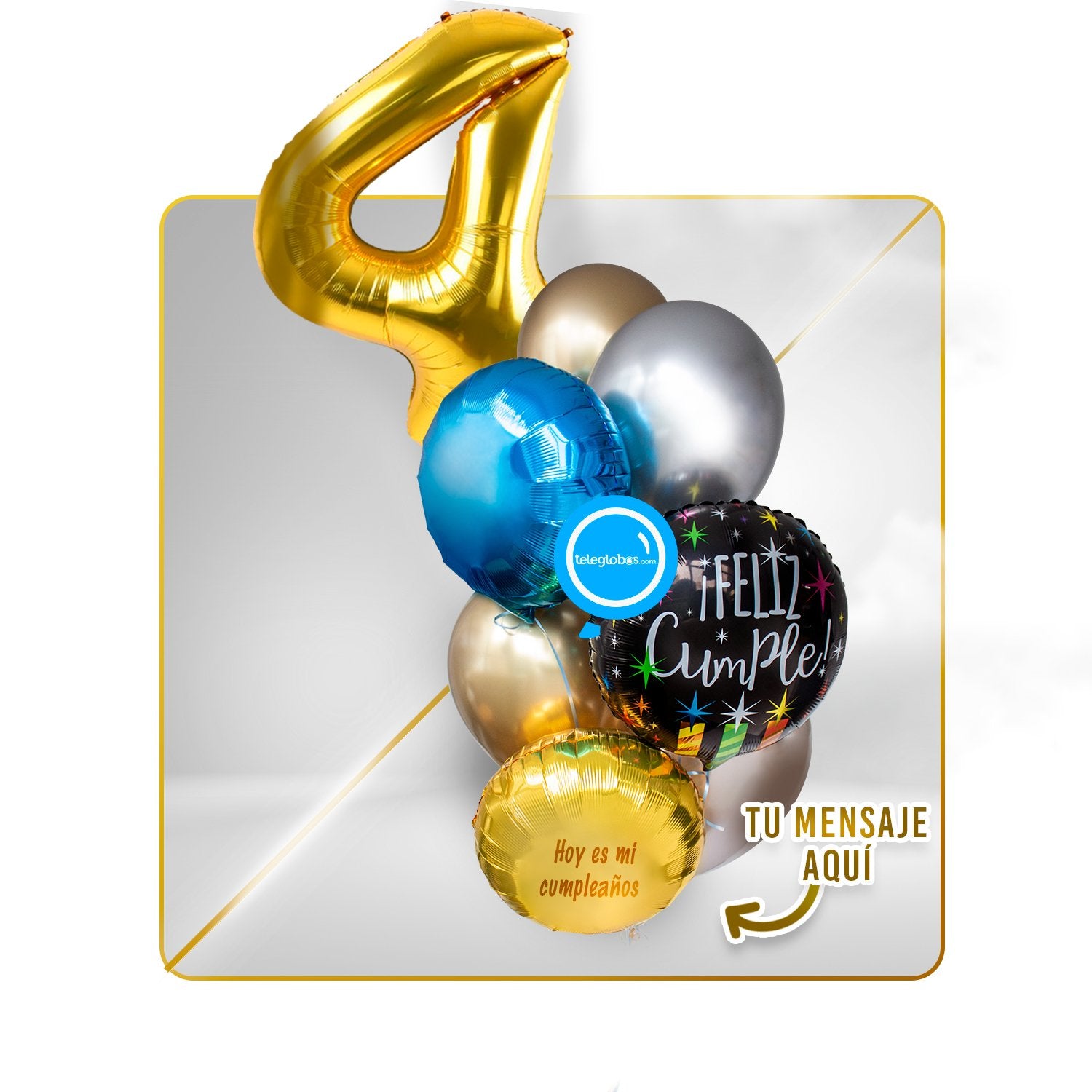 Kit Celebra -Feliz Cumple- con Globos de Helio (Una Torre)