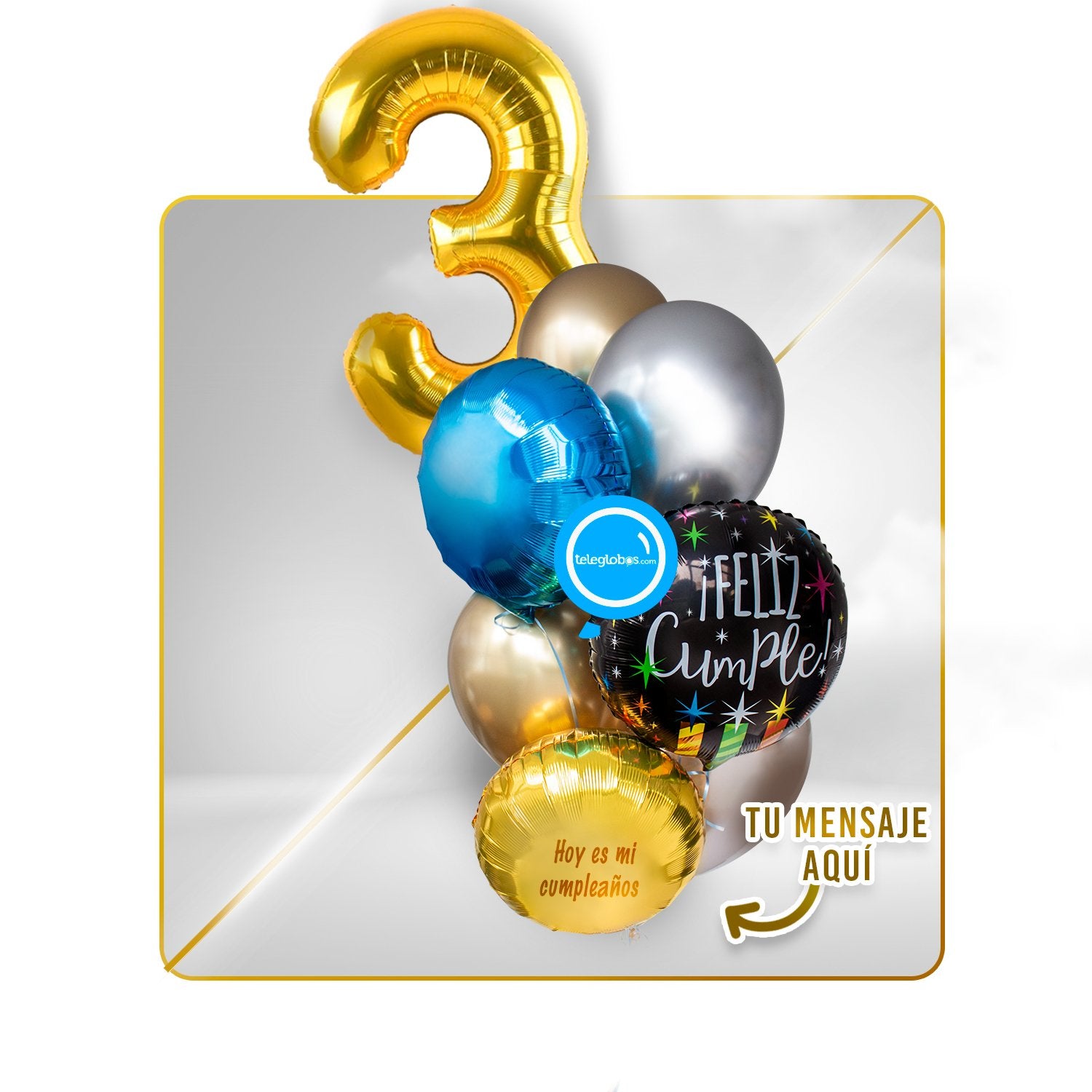 Kit Celebra -Feliz Cumple- con Globos de Helio (Una Torre)