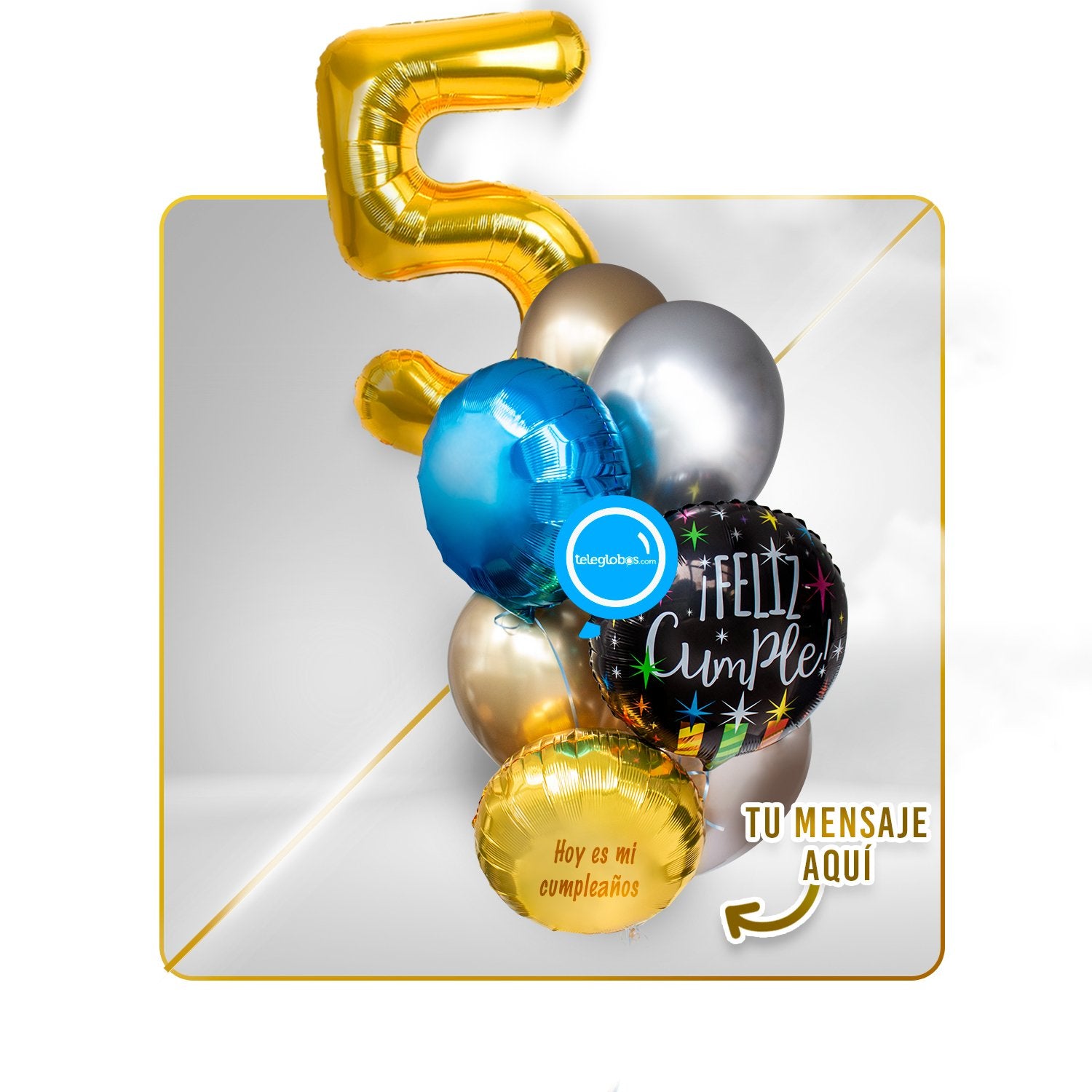 Kit Celebra -Feliz Cumple- con Globos de Helio (Una Torre)