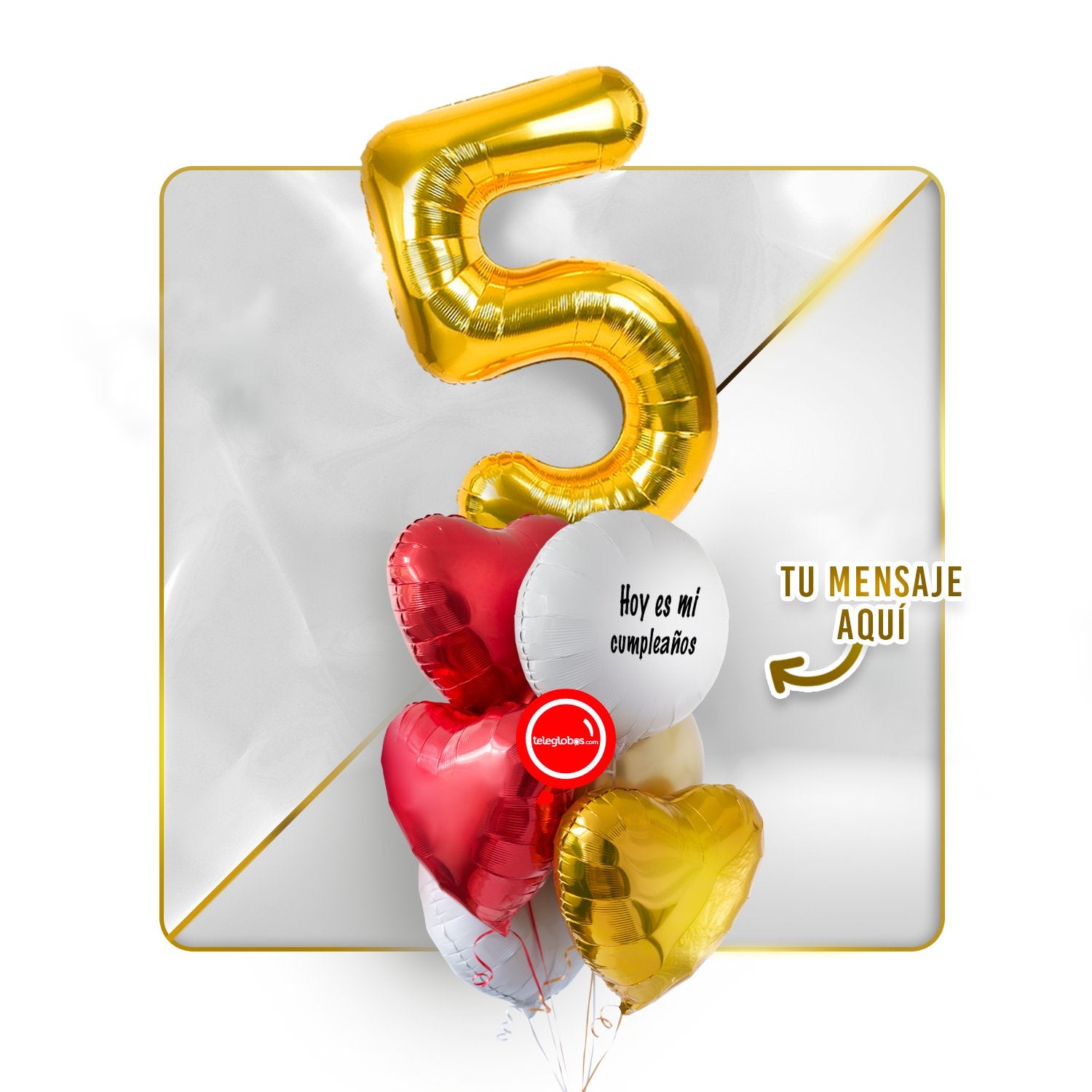 Kit Celebra -Love and Gold- Globos de Helio (Una Torre)