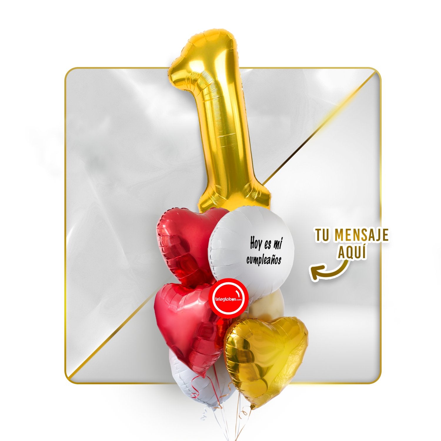 Kit Celebra -Love and Gold- Globos de Helio (Una Torre)